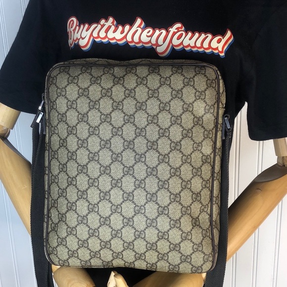 MGUCCI Supreme GG Leather Coated Canvas Crossbody Messenger Bag + Gucci Dust Bag - Picture 16 of 17